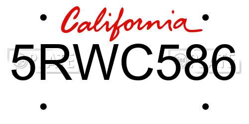 5RWC586 California License Plate