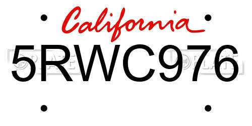 5RWC976 California License Plate