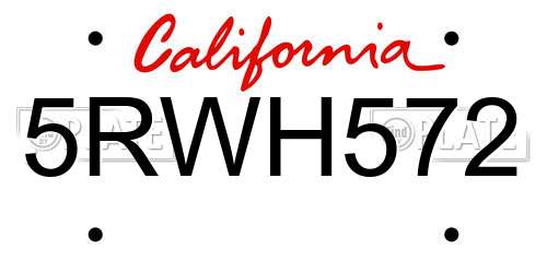 5RWH572 California License Plate