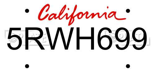 5RWH699 California License Plate