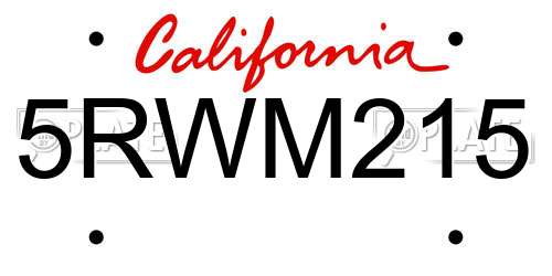 5RWM215 California License Plate