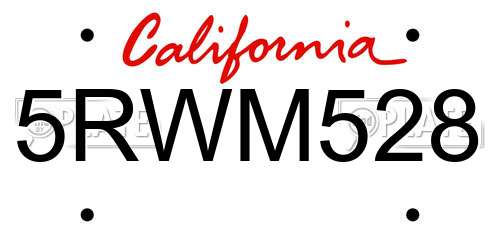 5RWM528 California License Plate