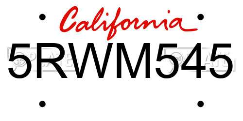 5RWM545 California License Plate