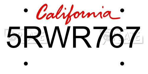 5RWR767 California License Plate