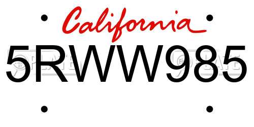 5RWW985 California License Plate