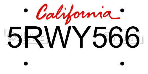 5RWY566 California License Plate