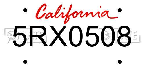 5RX0508 California License Plate