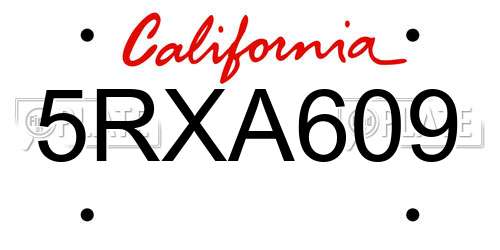 5RXA609 California License Plate
