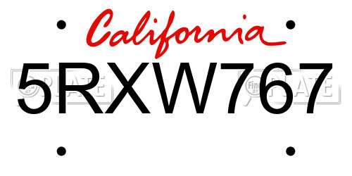 5RXW767 California License Plate