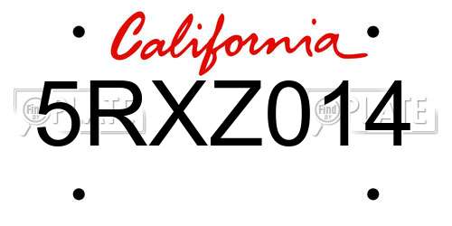 5RXZ014 California License Plate