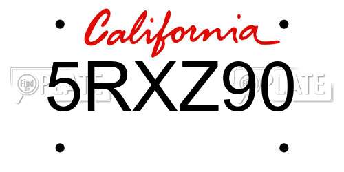 5RXZ90 California License Plate