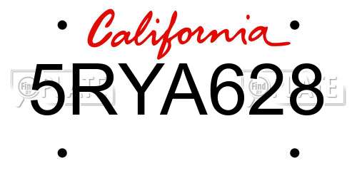 5RYA628 California License Plate