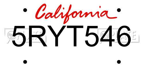 5RYT546 California License Plate