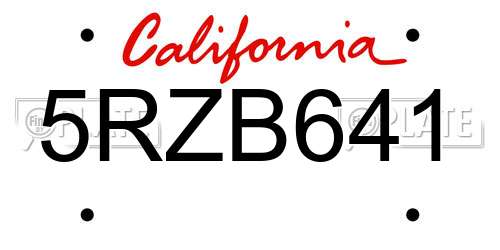 5RZB641 California License Plate
