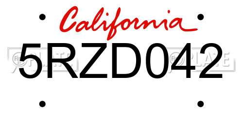 5RZD042 California License Plate