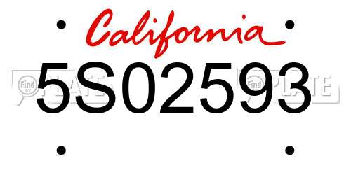 5S02593 California License Plate