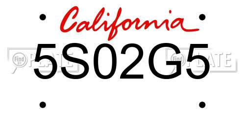 5S02G5 California License Plate