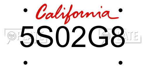 5S02G8 California License Plate