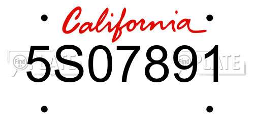 5S07891 California License Plate