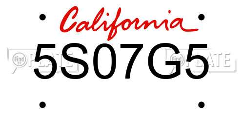 5S07G5 California License Plate