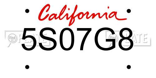 5S07G8 California License Plate