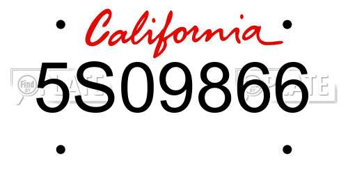 5S09866 California License Plate