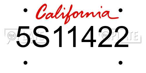5S11422 California License Plate