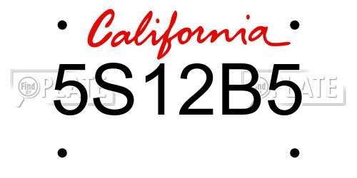 5S12B5 California License Plate