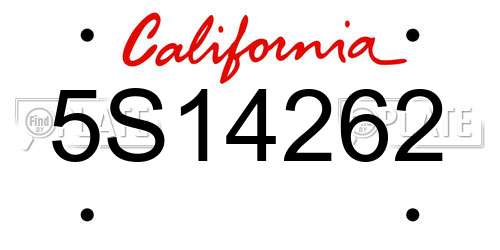 5S14262 California License Plate