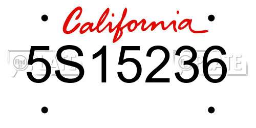 5S15236 California License Plate