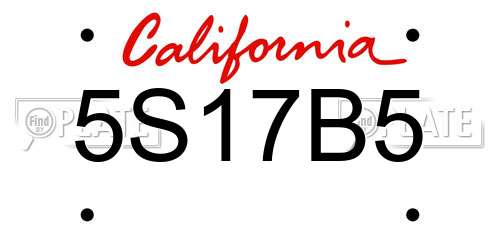 5S17B5 California License Plate