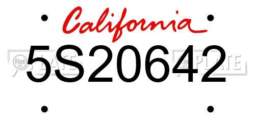 5S20642 California License Plate