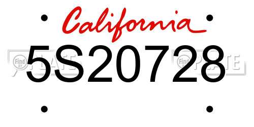 5S20728 California License Plate