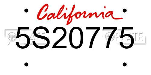 5S20775 California License Plate