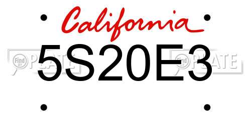5S20E3 California License Plate