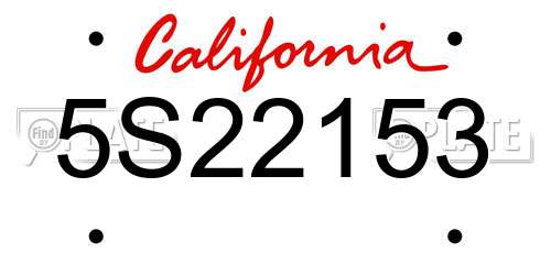 5S22153 California License Plate