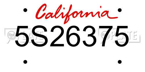 5S26375 California License Plate