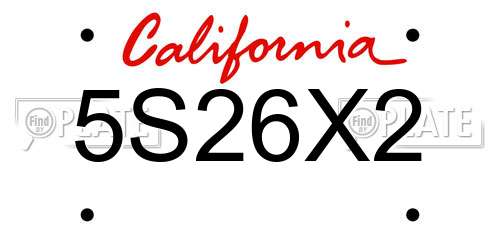 5S26X2 California License Plate