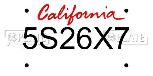 5S26X7 California License Plate