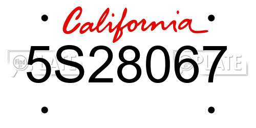 5S28067 California License Plate