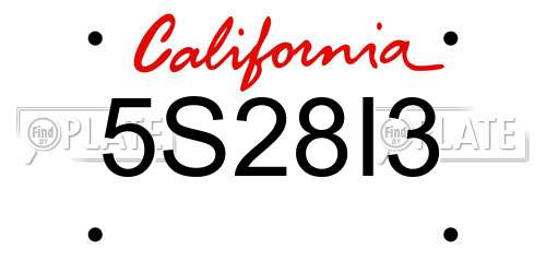 5S28I3 California License Plate