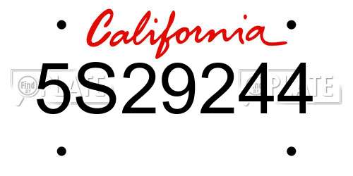 5S29244 California License Plate
