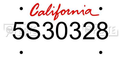 5S30328 California License Plate