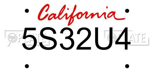 5S32U4 California License Plate