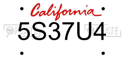 5S37U4 California License Plate