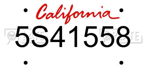 5S41558 California License Plate