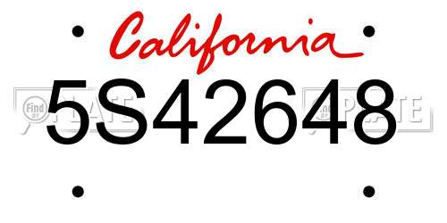 5S42648 California License Plate