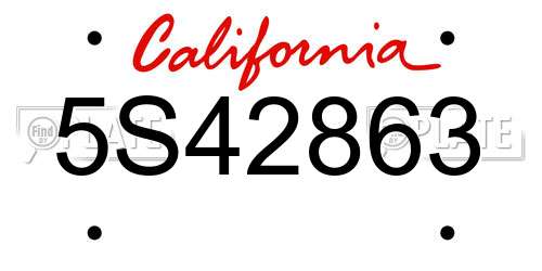 5S42863 California License Plate
