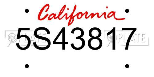 5S43817 California License Plate