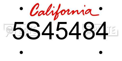 5S45484 California License Plate